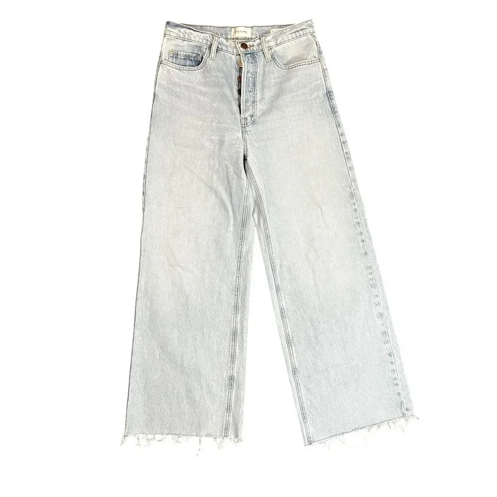 FRAME Le Low Baggy Wide Leg Jeans Light Wash Size 26 - Picture 3 of 7